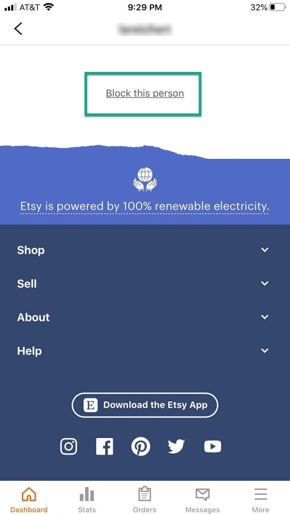 Blocking Etsy Buyer On Mobile