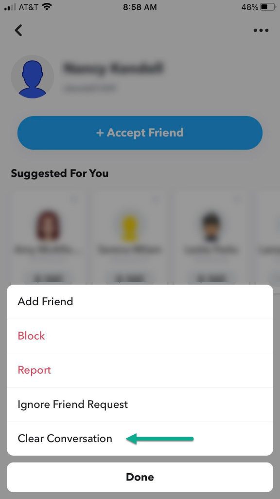 Clear Conversation - Individual Contact Snapchat