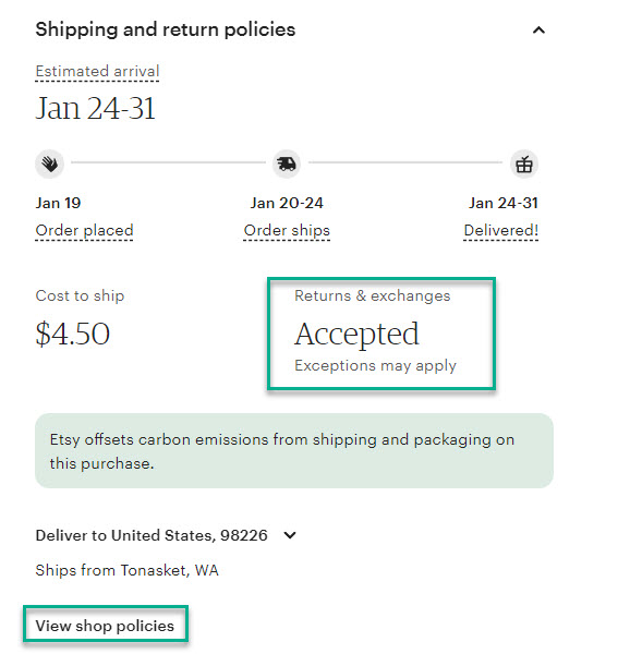Etsy Shipping And Returns Policies