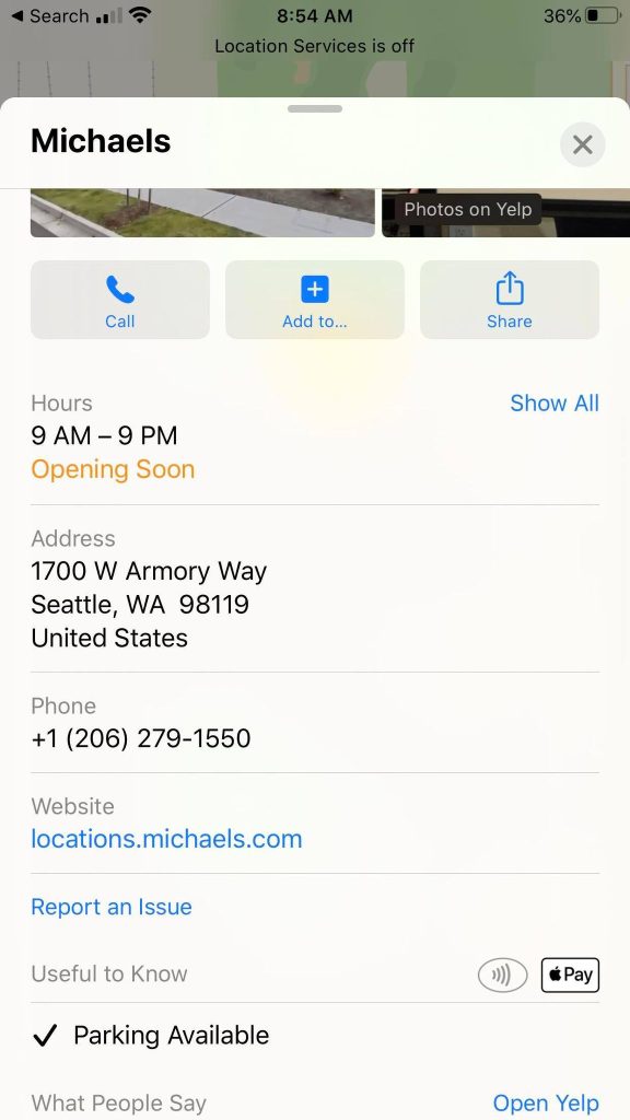 Michaels Apple Pay Logo On Apple Maps