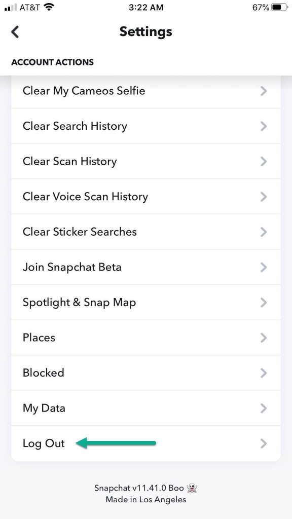 Logging Out Of Snapchat Account