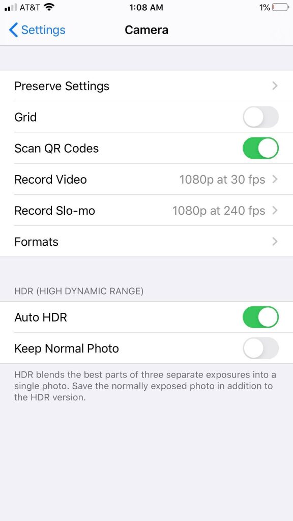 iPhone Camera Settings