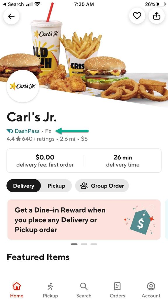 DashPass Icon Within The DoorDash App