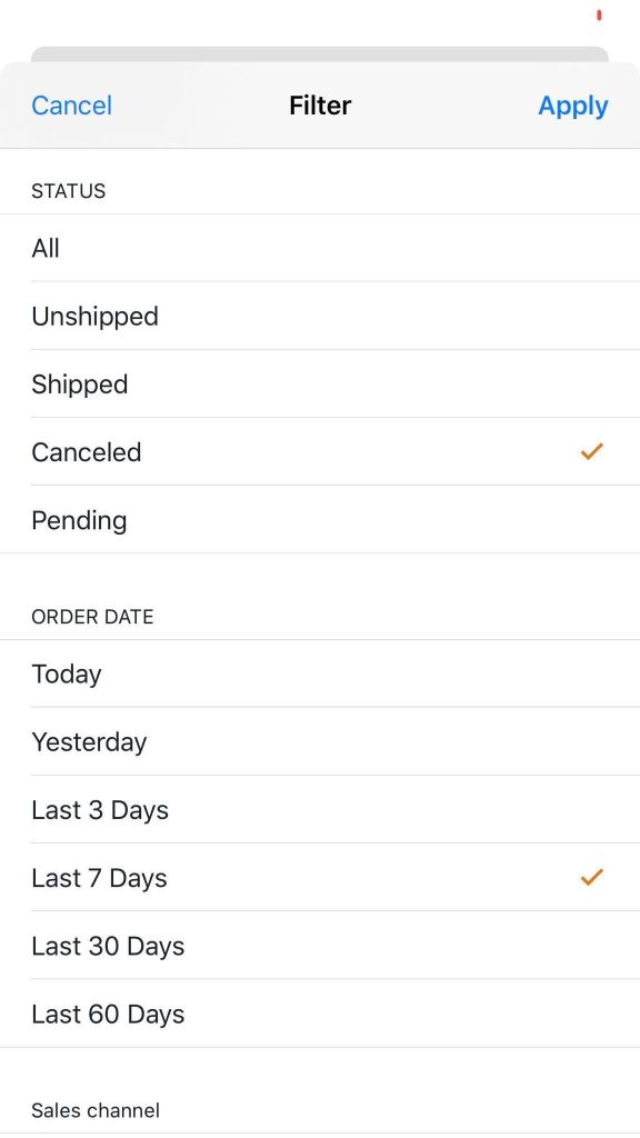 Order Filtering On Amazon Seller App