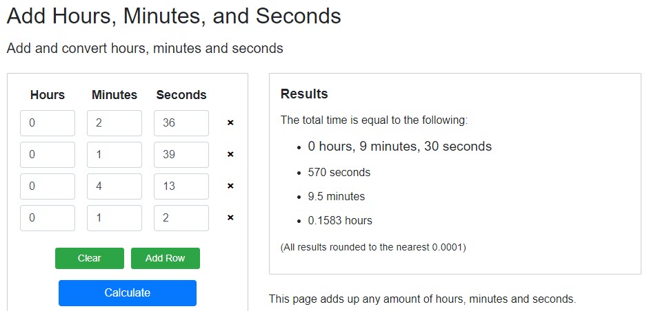 Time And Length Calculator