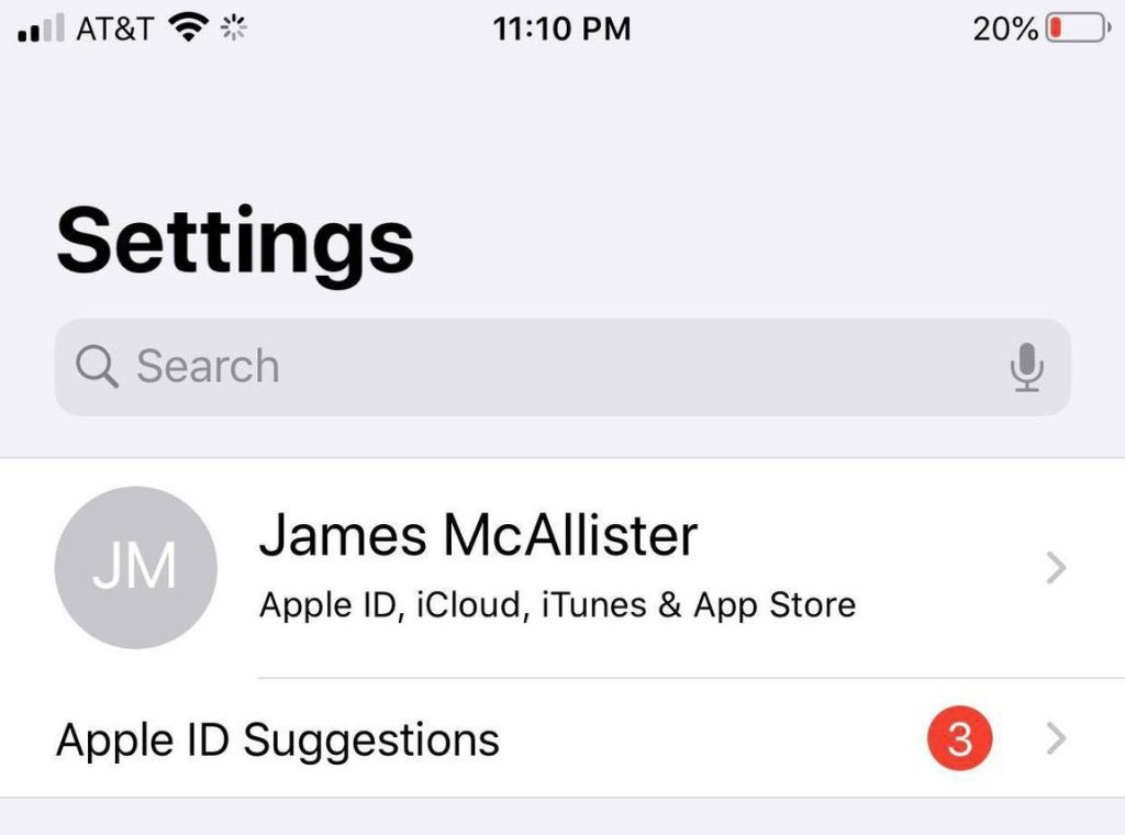 Apple ID In Settings App