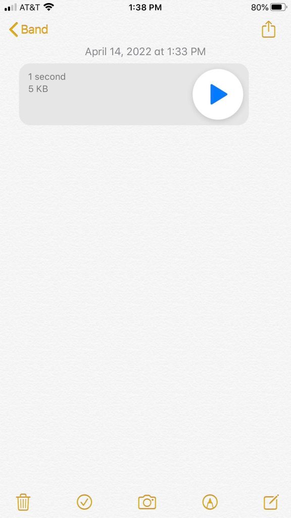Audio Message Embedded In Notes App - iPhone