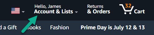 Account & Lists Button Amazon