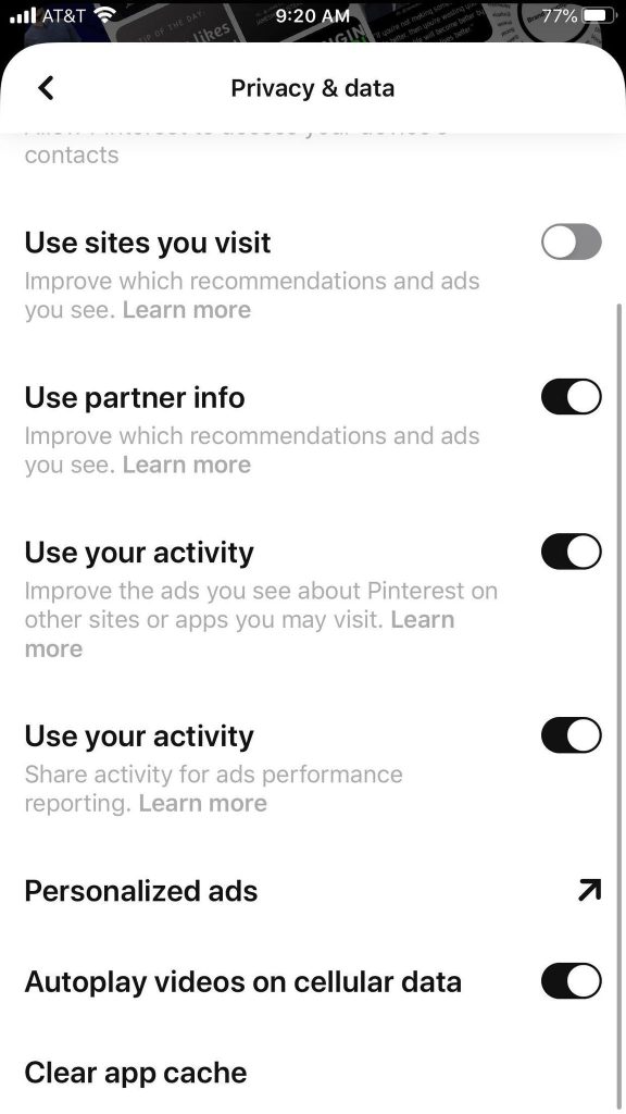 Disable Autoplay Pinterest