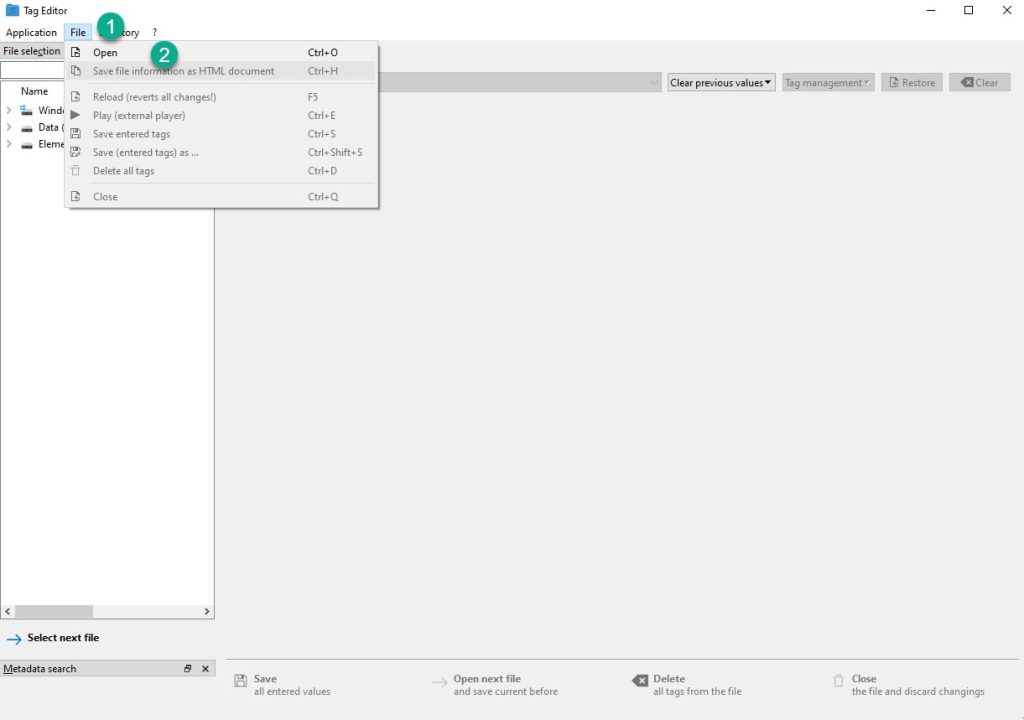 File Open Tag Editor