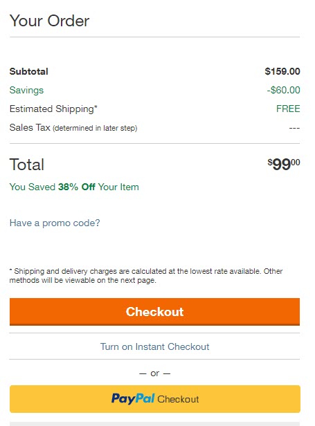 Home Depot PayPal Checkout Button