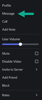 Message Button On Discord