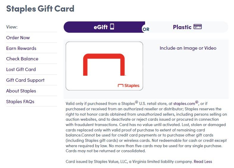 Staples E-Gift Card