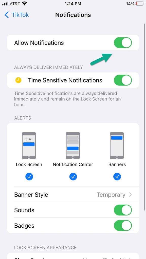 Allow Notifications From TikTok