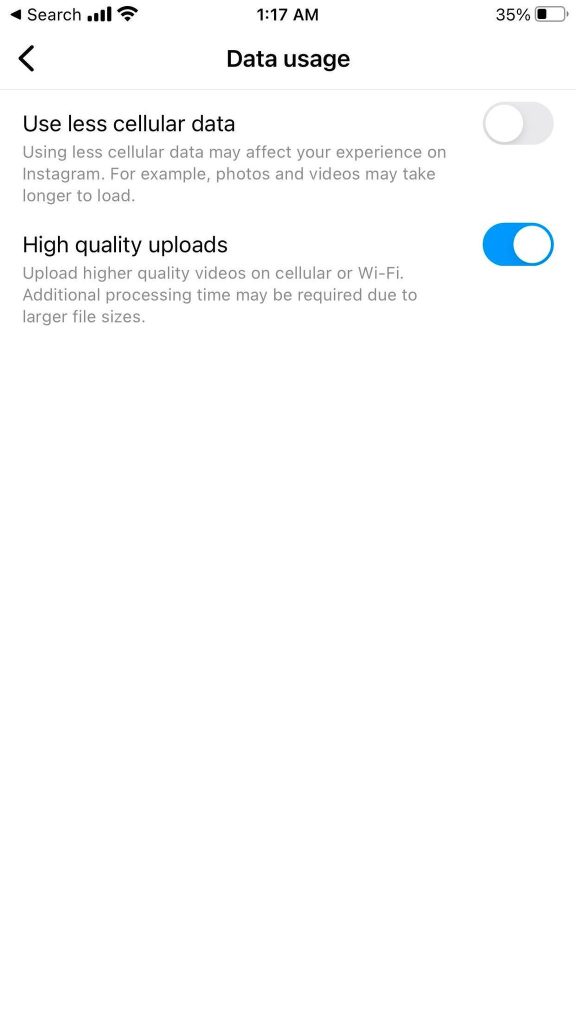 Use Less Cellular Data Instagram