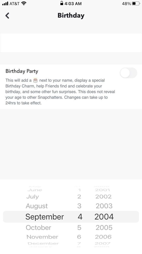 Change Birthday Section On Snapchat