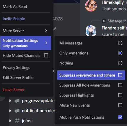 Suppress Everyone And Here Button Discord