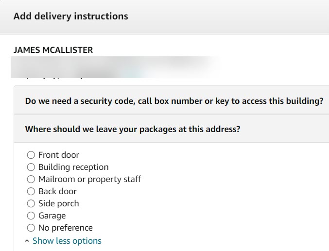 Amazon - Add Delivery Instructions