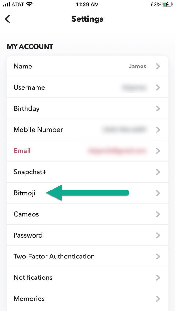 Bitmoji Settings