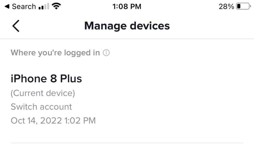 Manage Devices Page TikTok