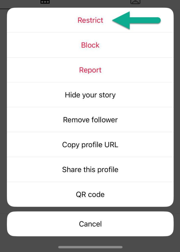 Restrict Button, Instagram