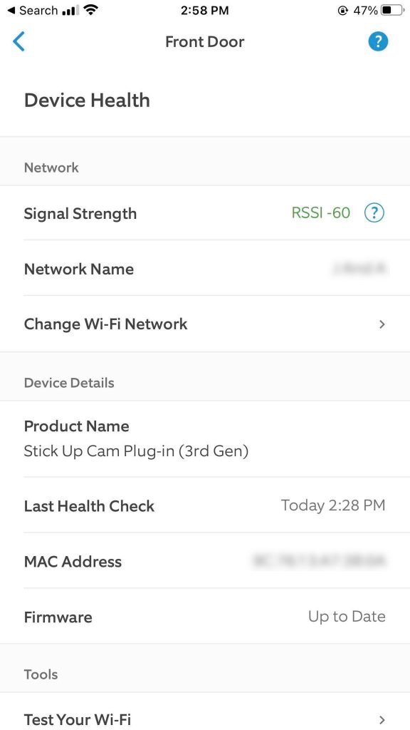 Ring Network Signal Strength