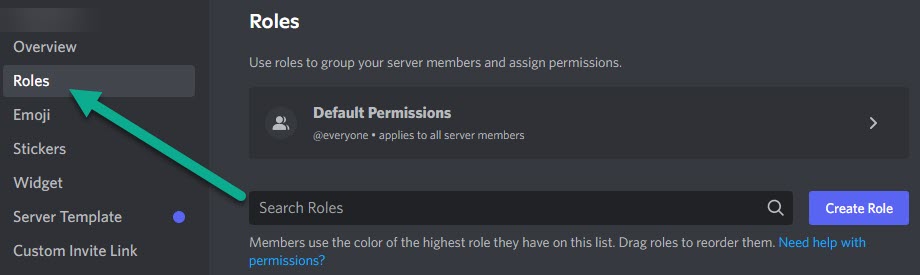 Roles Button, Discord Server Settings