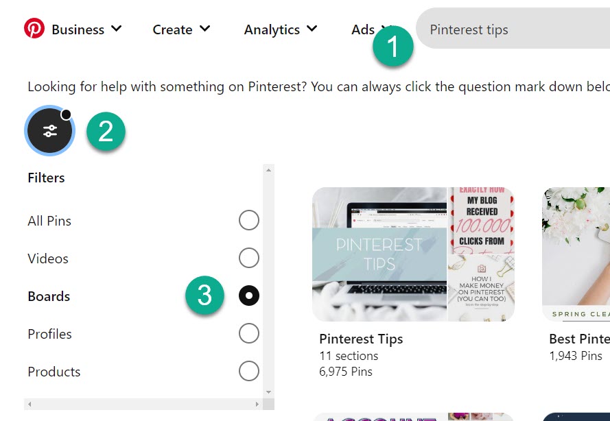 Search For Boards On Pinterest, Desktop