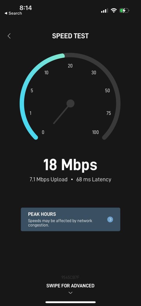 Starlink App Speed Test Result