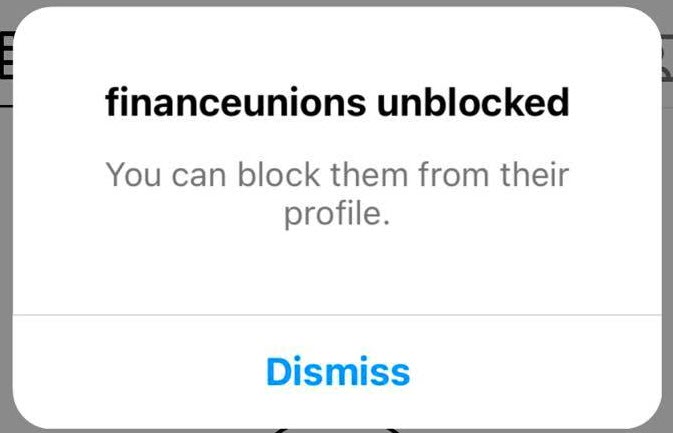 Unblocking Someone On Instagram, Confirmation Message