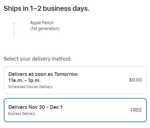 Apple Shipping Options