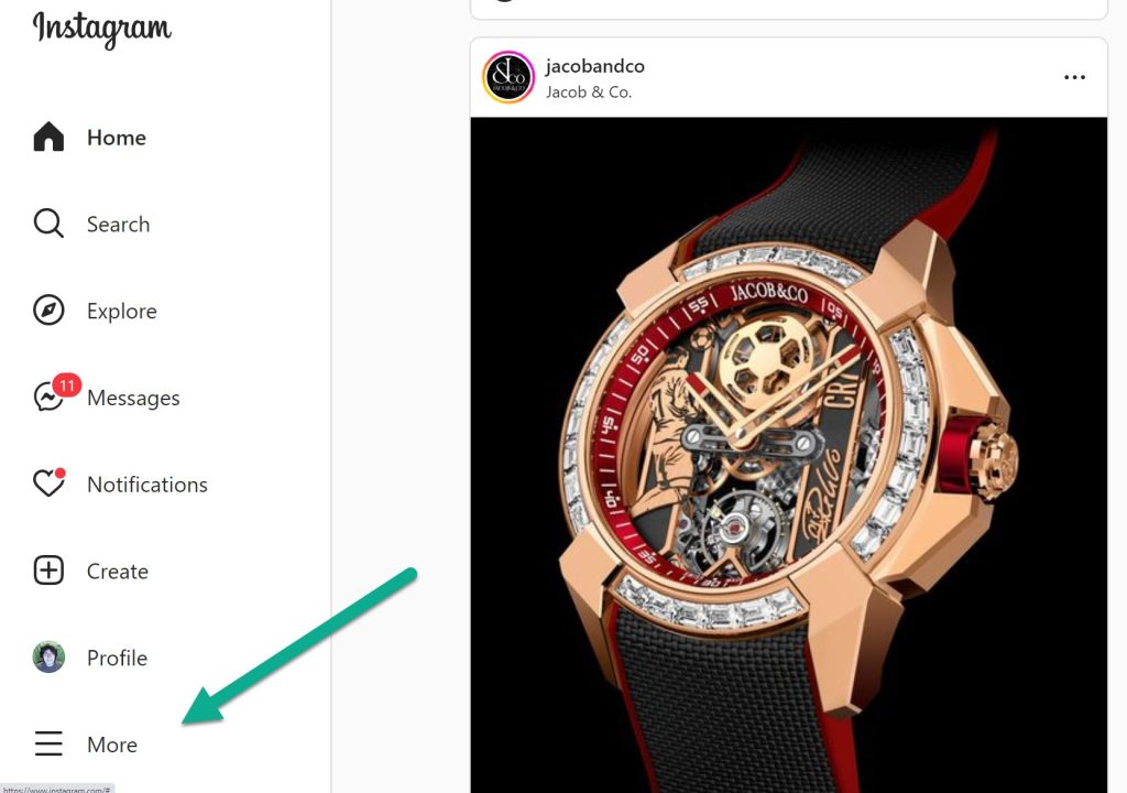 More Button, Instagram Desktop