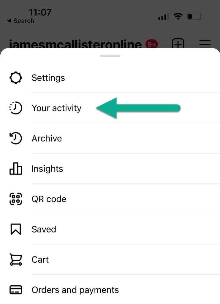 Your Activity Button Instagram