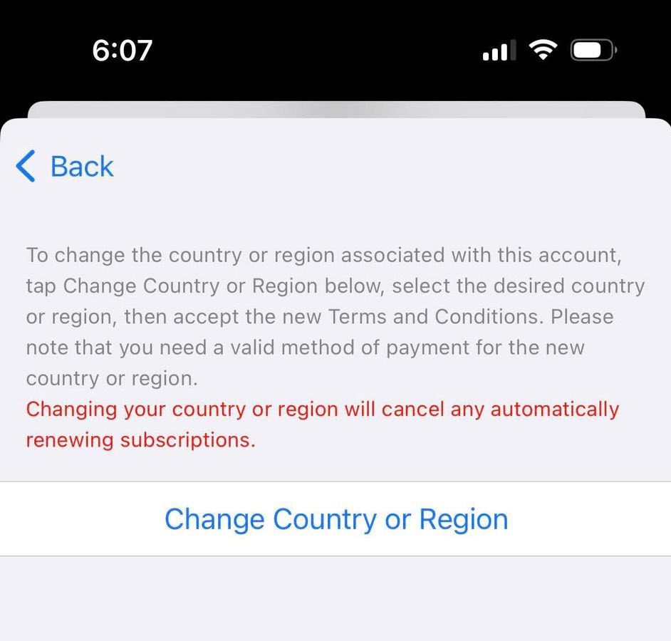 Change Country Or Region, Apple