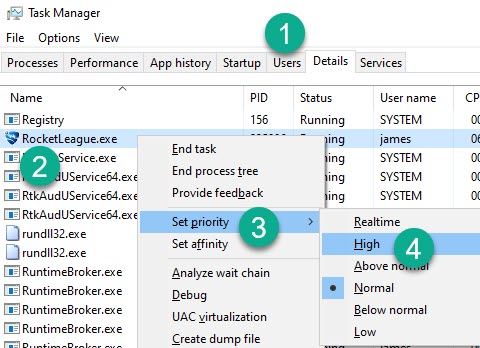 Change Process Priority, Windows