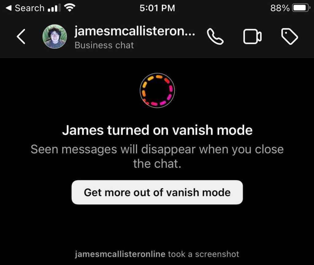 Screenshot Notification, Instagram