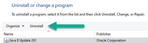 Uninstall Java
