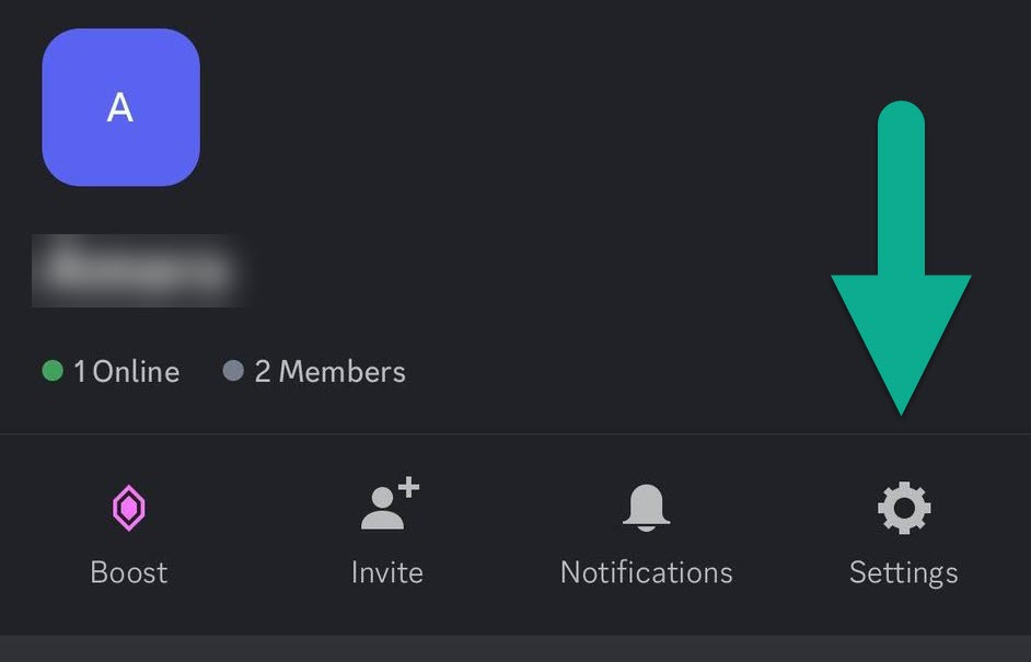 Open Server Settings, Discord Mobile