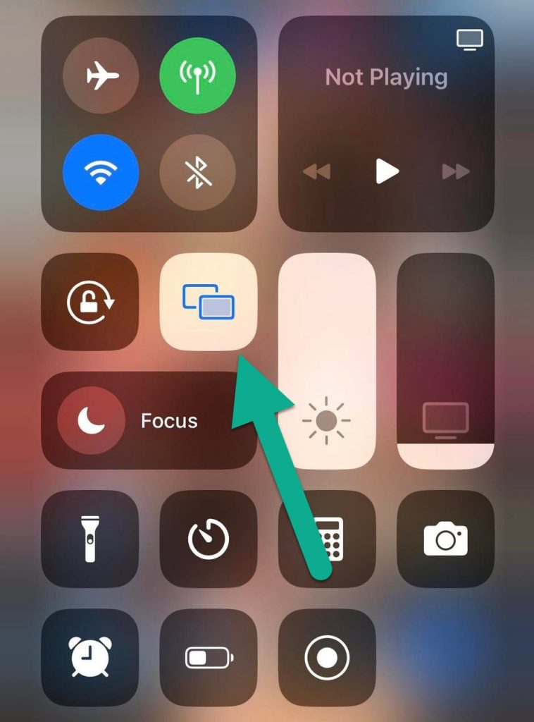 Screen Mirroring Button, Control Center