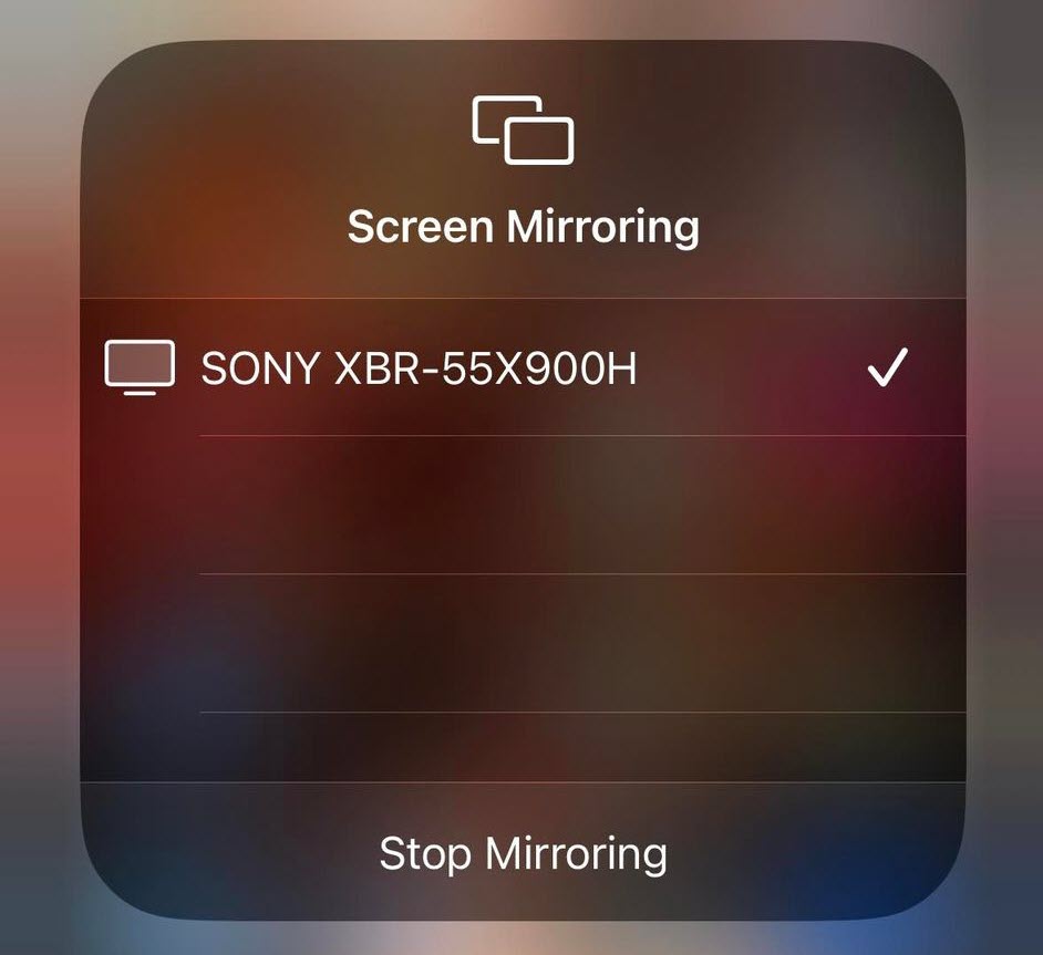 Screen Mirroring Device List, iPhone