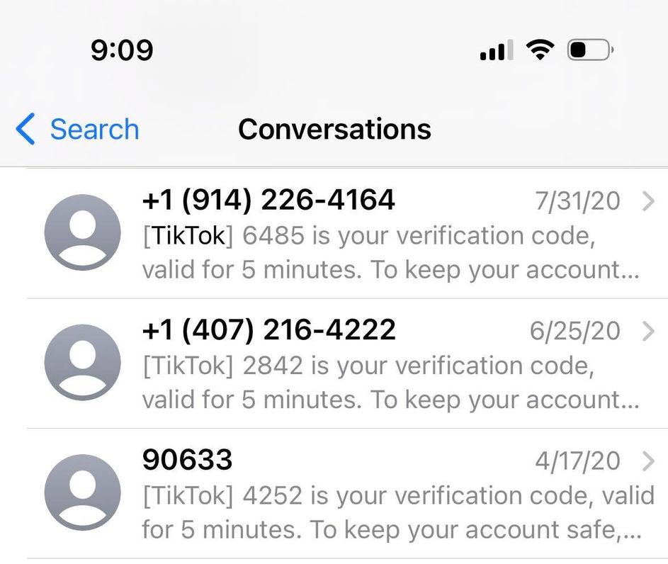 TikTok Confirmation Code