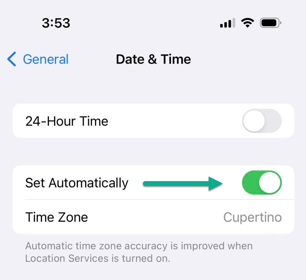 Automatically Set Date And Time, iPhone