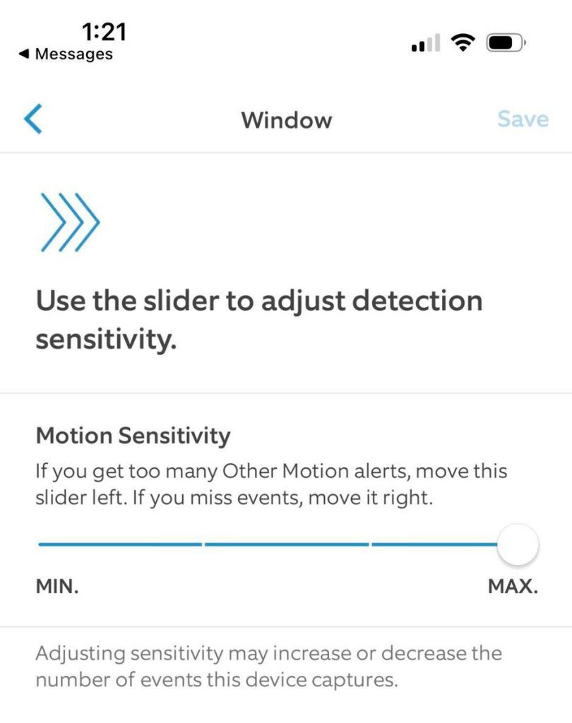 Ring Motion Sensitivity