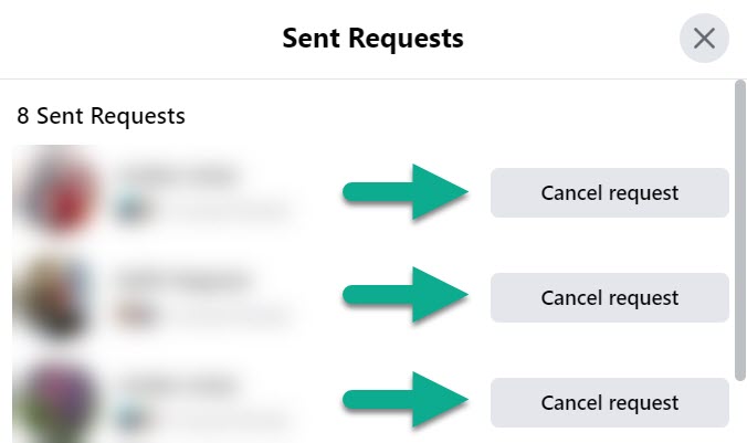 Cancel Request Button, Facebook