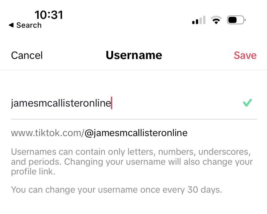 Change TikTok Username