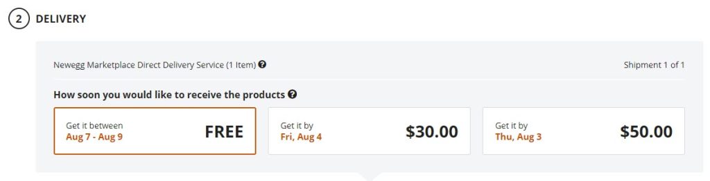 Third-Party Expedited Shipping Options, Newegg