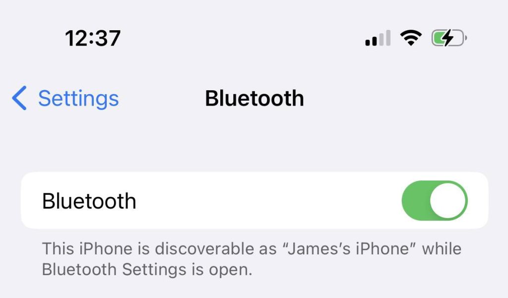 Disable Bluetooth Via Settings App, iPhone