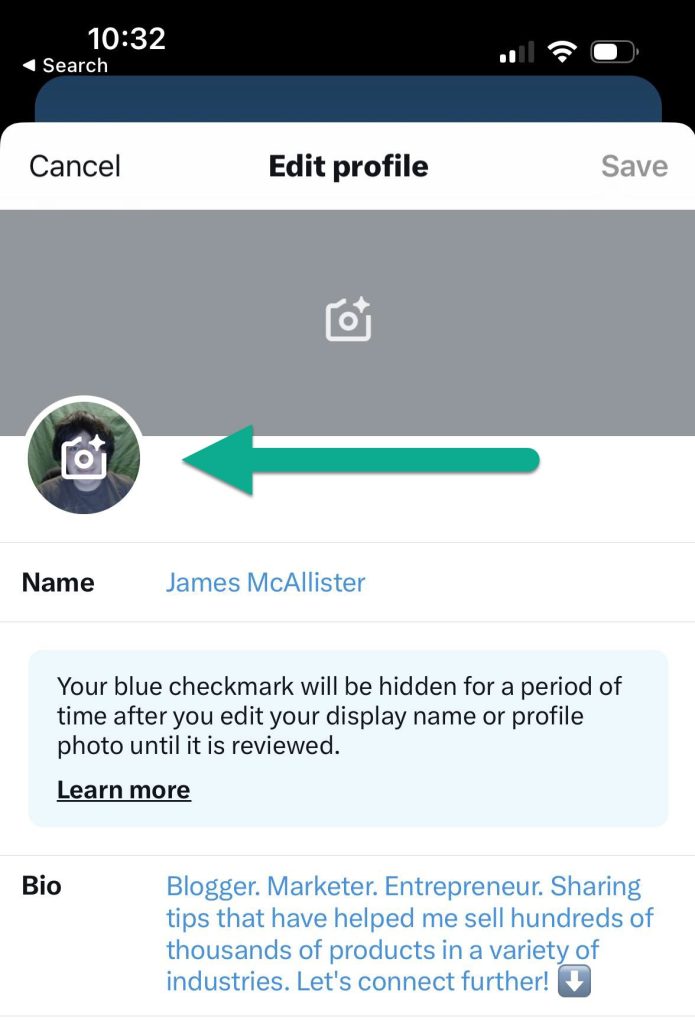 Edit Profile Page, X App